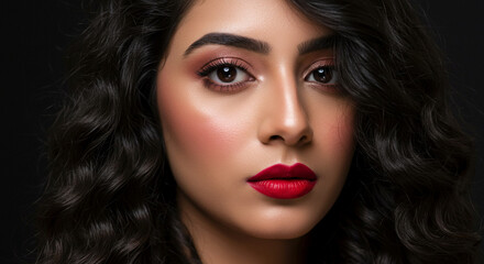 Fototapeta premium A south Asian Woman Red Lipstick