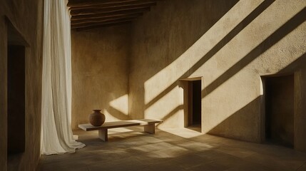 Serene Interior with Natural Light and Minimalist Design Elements