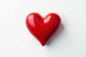 Obraz premium Single red heart, high-res, studio shot, pristine white, healthcare, design
