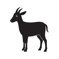 Saanen Goat Breed Black Silhouette Vector