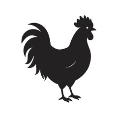 Leghorn Chicken Black Silhouette Vector Art