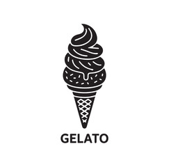 Black Gelato Silhouette on Clean White Background