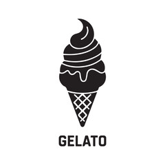 Silhouette Gelato Icon Vector on White Background Design