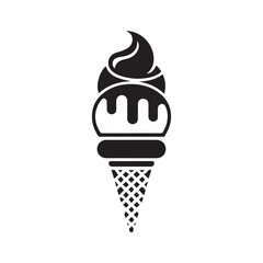 Vector Style Black Gelato on White Background Art