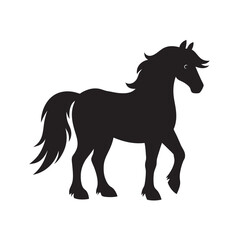 Gypsy Vanner Horse Black Silhouette Illustration