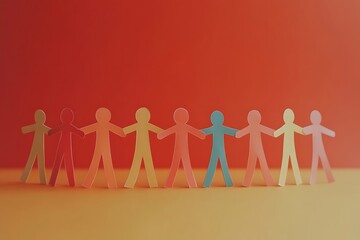 Paper People Holding Hands Teamwork Partnership