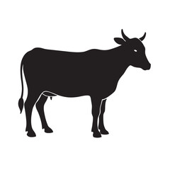Brahman Cow Silhouette Black Vector Art