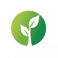 Green gradient circle with plant sprout silhouette