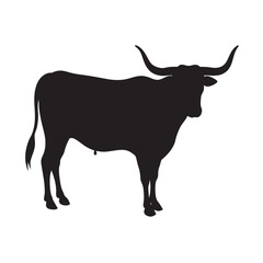 Texas Longhorn Cow Silhouette Black Cattle Design
