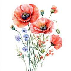 Obraz premium red poppies isolated on white