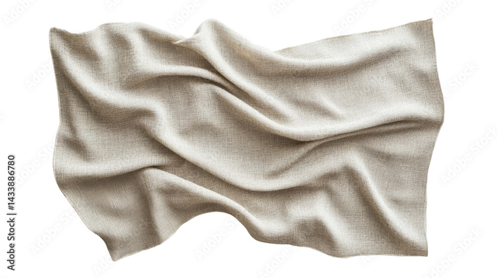 Fototapete textural expanse of flaxen weave fabric gently undulating on an isolated transparent display