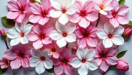 Fototapeta premium Delicate blossoms arranged in a square grid, creating a subtle floral geometry , design, nature, grid