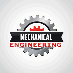 Obraz premium Mechanical Engineering design with gear and ribbon