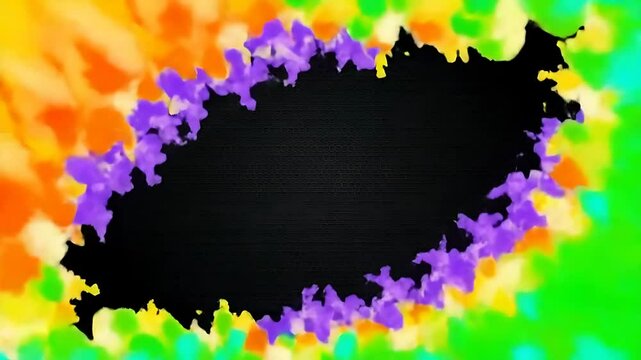 Fractal fire patterns in DayGlo orange, vivid lime, and hallucinogenic violet rotate