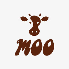 Cute Cow Logo Design with "Moo" Text – Dairy or Farm Branding Icon