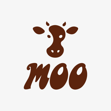 Cute Cow Logo Design with "Moo" Text &ndash; Dairy or Farm Branding Icon
