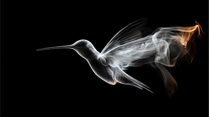 Fototapeta premium Abstract Hummingbird In Flight With Smoke Effect
