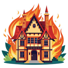 Fototapeta premium House on fire icon. Flat illustration of house on fire icon for web design