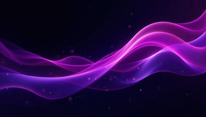 Vibrant purple waves, dynamic abstract design on black, curve, modern