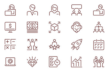 Fototapeta premium Management line Icon set. Thin Line Set contains such Icons asHuman Resource, Experience and more. Simple web icons set.