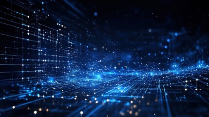 Obraz premium Digital Network Structure Visualization