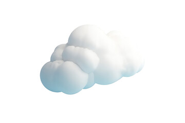 Fluffy white cartoon cloud isolated on 3d sky cute soft icon image design on transparent background