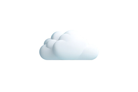 Simple white fluffy cloud 3d render isolated on sky art icon cute soft on transparent background
