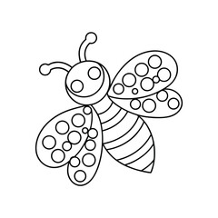Simple line art bee illustration for coloring book or educational resource projects