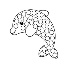 Cute dolphin dot marker coloring page for kids activities and learning
