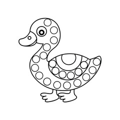 Duck dot marker activity page animal coloring book illustration for kids art