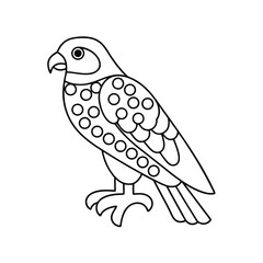 Stylized falcon illustration black and white outline elegant bird design simple vector art