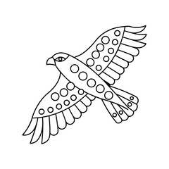 Stylized falcon flying outline vector graphic ornamental bird decoration isolated icon