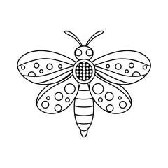 Decorative dragonfly illustration with circle patterns ideal for coloring books and design projects