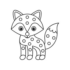 Simple fox outline illustration cute animal character for kids coloring and creative design