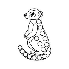 Line art meerkat with polka dots standing upright for coloring books or educational materials