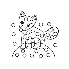 Outline fox animal character with circles for preschool color learning and activity pages
