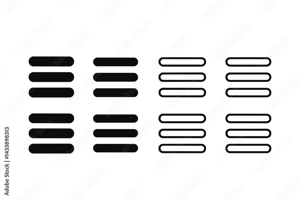Poster graphic representation of icon set featuring various shapes and designs for use in digital interface