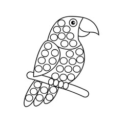 Parrot dot marker coloring page for kids simple line art design illustration