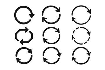 Collection of circular arrow icons illustrating refresh, repeat, and loop concepts for design use