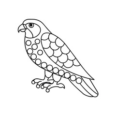 Stylized peregrine falcon line art bird of prey illustration for coloring page design