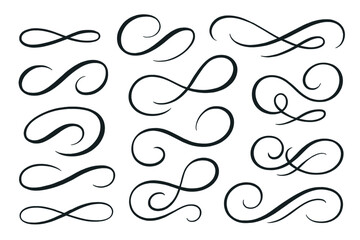 Elegant swirling icon set featuring artistic curves and lines for creative designs and projects