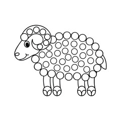 Cute sheep animal outline created with circles for crafts and learning activities