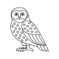 Elegant owl outline illustration classic bird icon detailed vector art for coloring book page