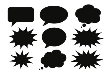 Icon set featuring various speech bubbles and comic style elements for use in digital design projects