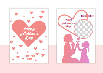Mother's day poster, flyer, web banner or greeting card set with hand drawn envelipe, bouquet of flowers and elegant frame on white background. Vector illustration