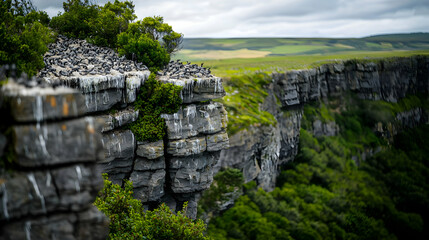 Rocky Cliff Overlook with Birds in Scenic Landscape