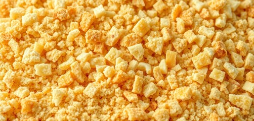 Golden breadcrumbs, close-up, rustic wood texture, crumbly, delicious,  delicious, breakfast