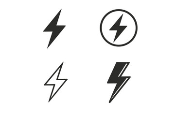 Collection of lightning bolt icons showcasing various designs and styles for graphics and user interfaces