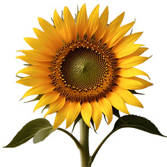 Naklejka premium Bright Yellow Sunflower Head with Open Petals and Visible Seeds, Isolated on Transparent Background