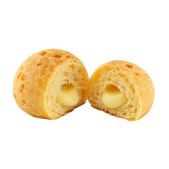 Delicious Golden Cream Puffs with Vanilla Filling on Transparent Background 